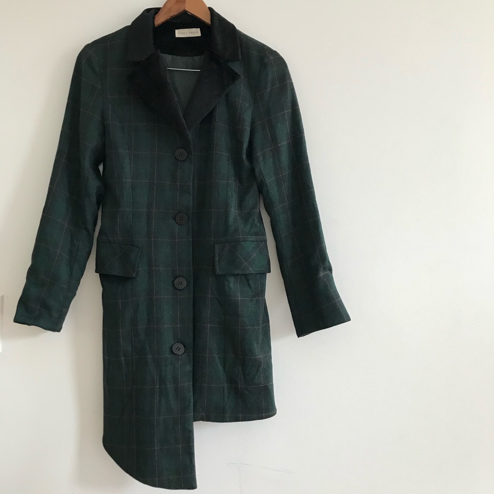 Dolls Kill Honey Punch Velvet Trim Plaid Blazer